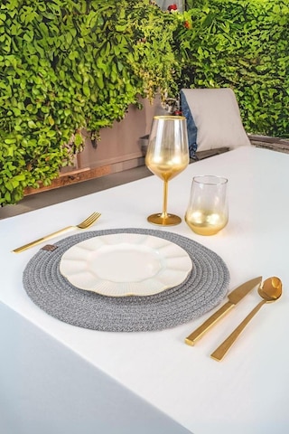 Vos Versa Amerikan Servis Tekli Supla Lux Sunum Tabak Altlığ - Yuvarlak Gri Vvhm0044-401 - Gri