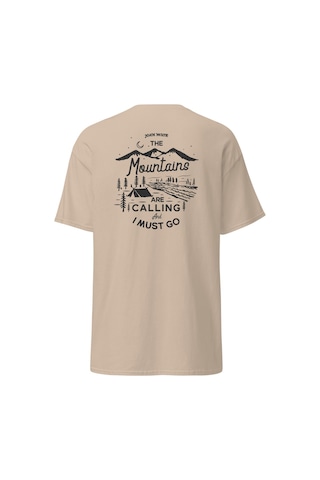 Wildstyle The Mountains Are Calling I Must Go Dağcı Baskılı Unisex Pamuklu Tişört Camel