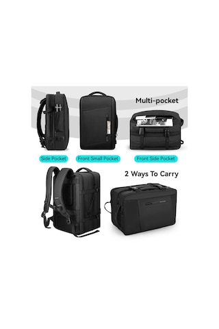 Mark Ryden Expandos Laptop Sırt Çantası Genişletilebilir İç Hacim Şarj Kiti Mr9299 Kr08 siyah