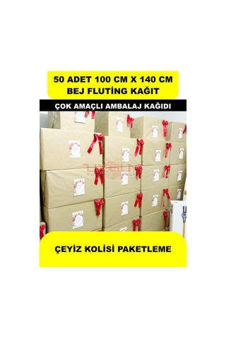 50 Adet 100cm X 140cm 100 Gr. Fluting Bej Ambalaj Kağıdı, Çeyiz Ev Eşyası Hediye Ürün Paketleme, Çocuk Etkinlikleri