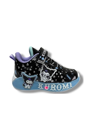 Cakgo Kuromi 725-26 Simli Parlak Deri Anatomik Kız Çocuk Sneaker Siyah Mavi 22-25 Siyah