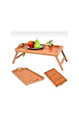 Mien Katlanır Ayaklı Bambu Yatak Koltuk Servis Keyif Tepsisi 30x50 Cm 1 Adet