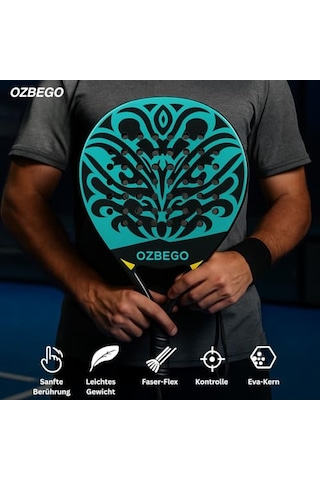 Padel Raket Seti %100 Tam Karbon - Çanta, 2 Overgrips, Bilek Desteği Ve Koruyucu Film İçerir - Yeni Başlayanlar Ve İleri Düzey Kullanıcılar İçin - Hafif Ve Dayanıklı - Siyah Ve Yeşil Açık Mavi