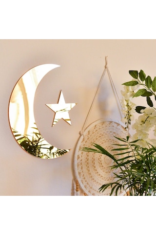 Ay Yıldız Duvar Ayna Tablo Seti Pleksi Ayna Şeffaf