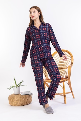 Yeni Sezon Düğmeli Süet Kadın Pijama Takımı 5503-lacivert Lacivert