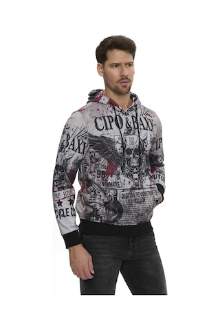 Cipo & Baxx Erkek Kapüşonlu Baskılı Regular Fit Sweatshirt Cl614 Grey