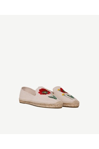 Yargıcı Çiçek Desenli Nakış İşleme Espadril 26ykay4027x 006 Ekru