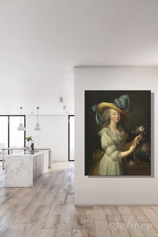 Dikey Kanvas Tablo Tekli Ev Kafe Ofis Elisabeth Vigee Le Brun Marie Antoinette'in Gül İle Portresi 2812