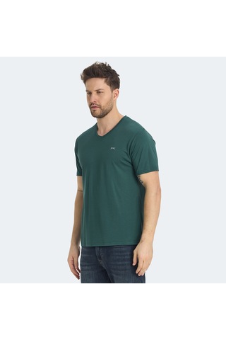 Slazenger KRAKKER Erkek V Yaka Yeşil Tişört