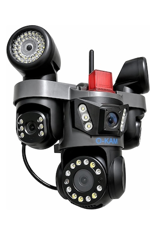 Okam Ok-231 4 Lens Wifi Güvenlik Kamerası Led Flaş + Çift Projektörlü Gece Görüş Akıllı Takip 12v Adaptör li