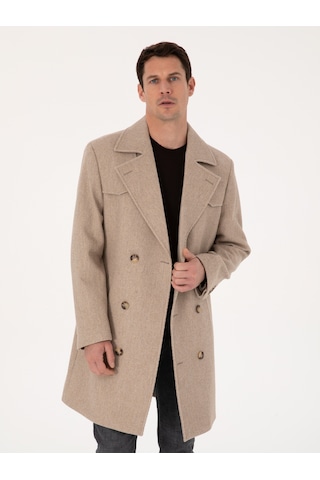 Cacharel Bej Regular Fit Yün Karışımlı Kaban Kaşe