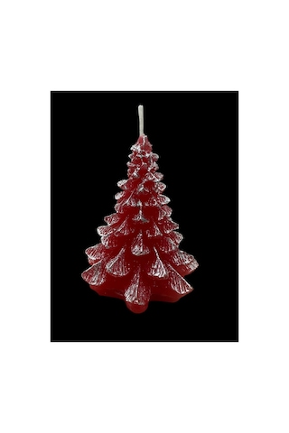 Yılbaşı Çam Ağacı Kırmızı Gümüş Mum 9 Cm