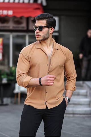 Tex Republic Erkek Fitilli Ottoman Gömlek Hardal