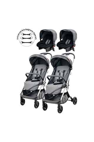 Joell Kabin Boy Ayrılıp Birleşebilen Travel Sistem İkiz Bebek Arabası