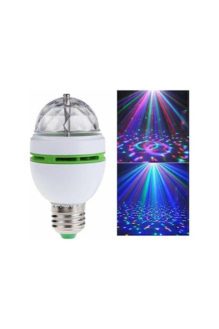 Renkli Led Döner Başlıklı Disko Topu Ampul Gece Lambası Disco Lam