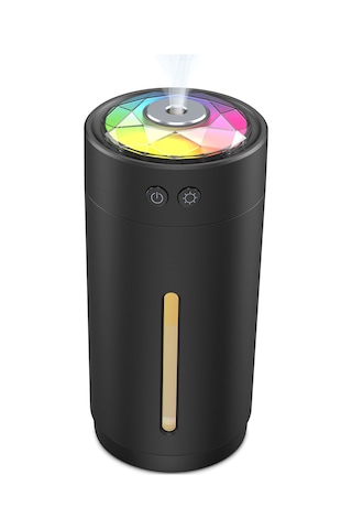 Hangfox 300ml Mini Usb Nemlendirici: 7 Renkli Led Işık, Çift Buhar Modu, Sessiz Çalışma, Su Yokken Otomatik Kapatma - Bebek Odası, Yatak Odası, Ofis, Araba İçin Siyah