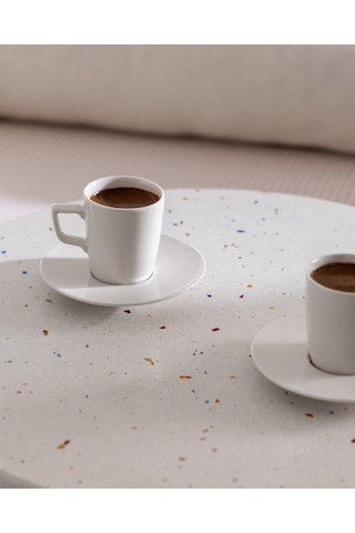 Madame Coco Rain 6 Kişilik 12 Parça Kahve Fincan Seti - Beyaz - 90 Ml 8684427348758 Çok Renkli