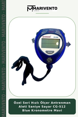 Özel Seri Hızlı Ölçer Antrenman Aleti Saniye Sayar Cg-512 Blue Kronometre Mavi