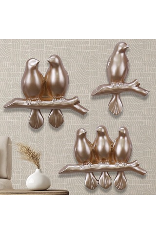 Mary 3'lü Dekoratif Kuş Vizon