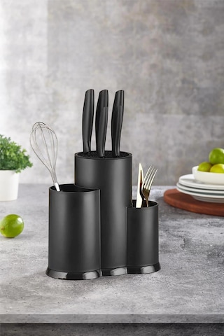 Tezgah Üstü Siyah Kaşıklık & Bıçaklık & Kepçelik & Organizer Çok Renkli
