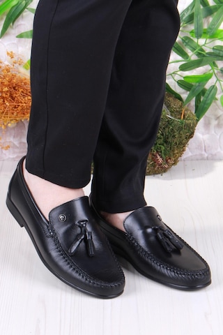 Pierre Cardin 25101 Siyah Hakiki Deri Erkek Babet Loafer Erkek Ayakkabı Siyah