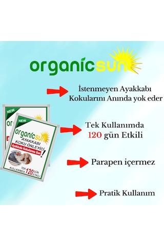 Organicsun Ayakkabı Koku Önleyici Giderici Toz 120 Gün Etkili