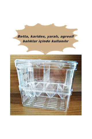 Çok Fonksiyonlu Çift Bölmeli Akvaryum Balık Yavruluğu Akvaryum Yavruluk 13.5 x 7.5 x 14 CM