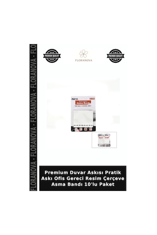Premium Duvar Askısı Pratik Askı Ofis Gereci Resim Çerçeve Asma Bandı 10'lu Paket