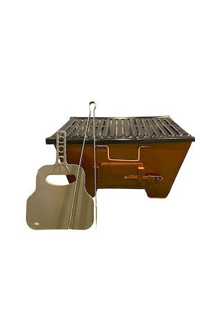 25x40 Katlanır Mangal Yağ Kanallı Izgara Mat Siyah