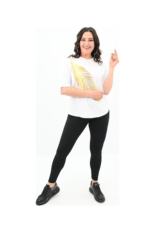 Kadın Büyük Beden Baskı Detaylı T-shirt 1773-2-24 001