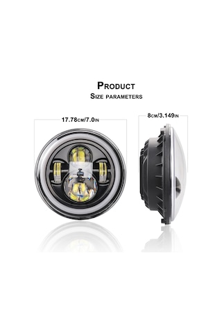 Lemestar 7 İnç Retro Led Motosiklet Farı, Jeep Wrangler İçin 12v/24v, 6000k Beyaz Işık, Ip67 Su Geçirmez