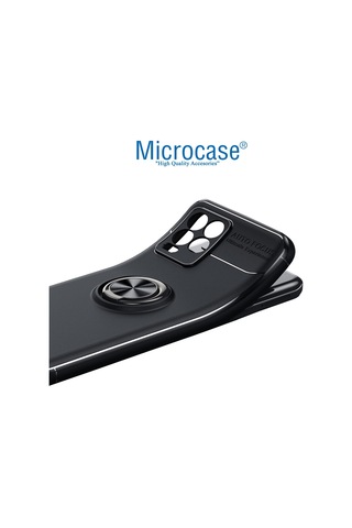 Realme 8 Focus Yüzük Standlı Silikon Kılıf - Siyah