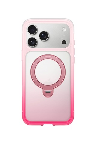 Apple Uyumlu iPhone 18 Pro Kılıf Wiwu As-204 Aeroshield Aurora Ultra Serisi M-safeli Airbagli Standlı Kapak Pembe