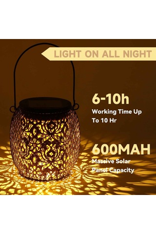 Xindoker Güneş Enerjili 2'li Metal Led Lambalar - Ip65 Su Geçirmez Bahçe Dekoratif Aydınlatma, Islak Beyaz Işık, Masa, Yol, Parti Ve Bahçe İçin Gül Desenli