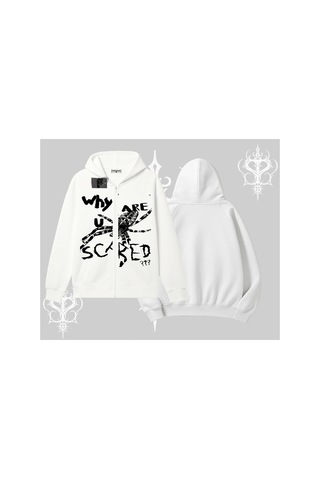 Tarzsokak Beyaz Hırka Sweatshirt Why Are U Scared