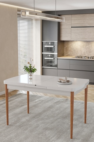 80x170cm Mutfak Masası Takımı 4 Kişilik Açılır Masa Sandalye Takımı -yemek Odası-mdf Beyaz - Solo Gri