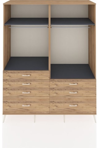 Kronos Gardrop 4 Raflı 7 Çekmeceli 2 Askılı 176x59x221 Çam-antrasit/çam Antrasit/çam