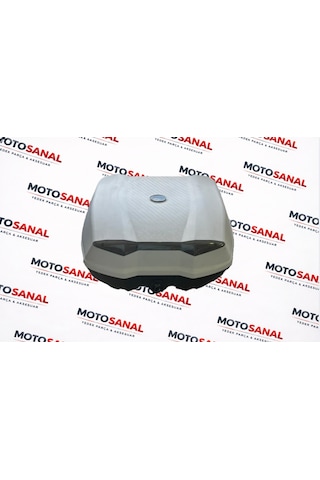 Modasanal 52 Lt Motosiklet Topcase Bel Destekli Sök Tak Kilitli Arka Çanta Gri - Siyah