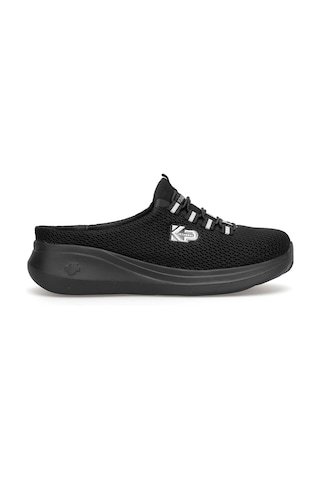 King Paolo D5109 Krakers Sabo Kadın Memory Foam Düz Sandalet Siyah Siyah