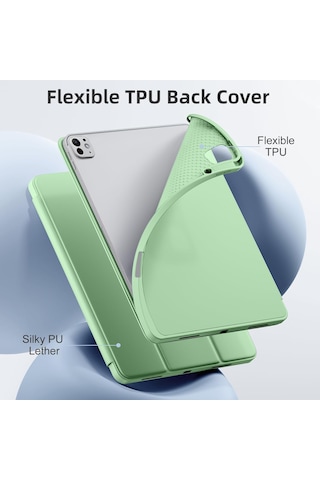 Apple Uyumlu iPad Pro 11 İnç M4 2024 Kılıf Pen Slot Charging Case Kalem Bölmeli A2836 A2837 A3006 Kapaklı Kılıf