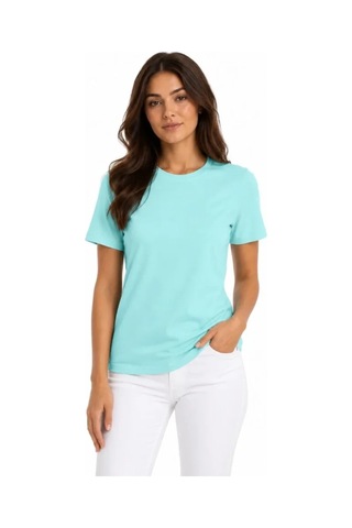Etiler Collection T-shirt Bisiklet Yaka Slim Fit Likralı Tişört Günlük Basic Body - Turkuaz