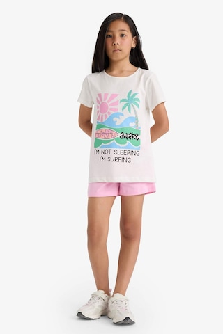 Defacto Kız Çocuk Pijama Takımı Baskılı Kısa Kollu Üst Beli Lastikli Şort E0665a825hser85 Ekru