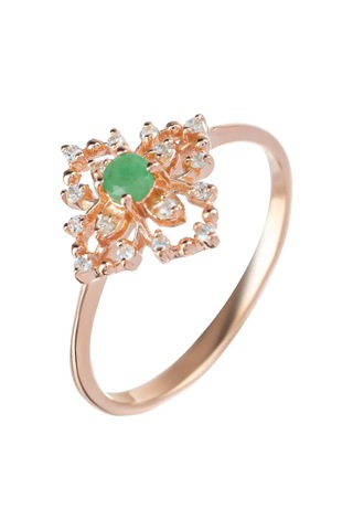 Lair Doğal Zümrütlü Gümüş Üzerine Kaplamalı Yüzük 37759934 Yeşil