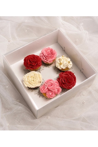Çelenk Desenli 6 Lı Cupcake Kutusu 25x25x10