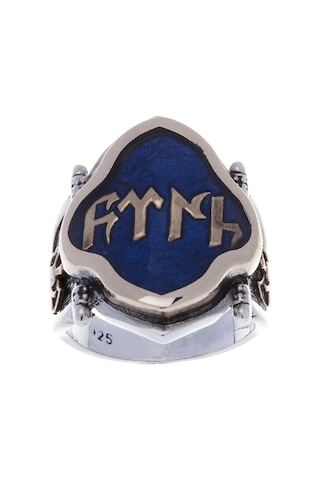 925 Ayar Gümüş Mineli Türk Yazılı Yüzük