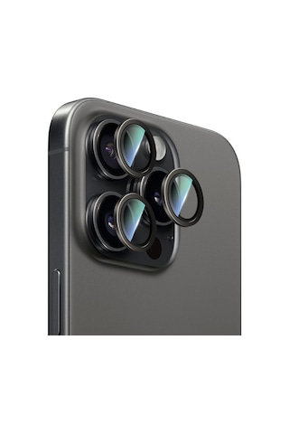 Apple Uyumlu   iPhone 16 Pro Max Caseworld Alloy Serisi Oleofobik Anti Reflective Kamera Lens Koruyucu Siyah