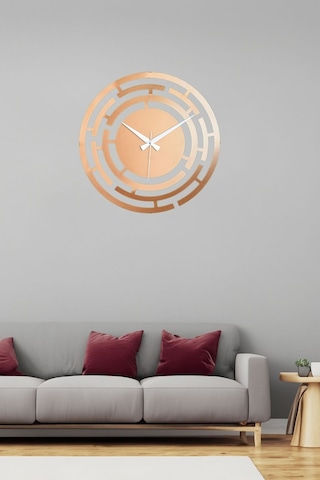 Labirent Model Metal Lazer Kesim Akar Sessiz Mekanizmalı Duvar Saati 40 40 Cm -m001 Bakır