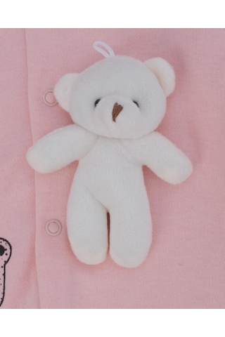 Bebelop Kız Bebek Bear Yazı Baskılı Şapkalı Ayı Oyuncaklı Kız Tulum 2'li 001