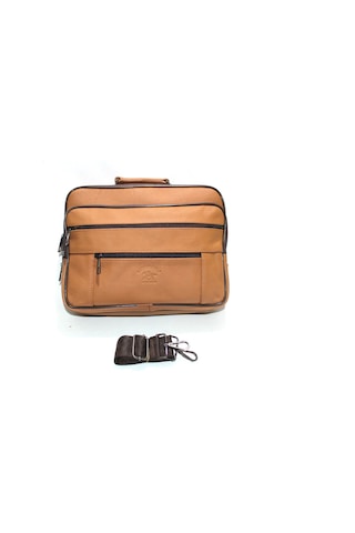 Newish Polo Hakiki Deri Kasalı Postacı Çanta Battal Yan Mod Taba