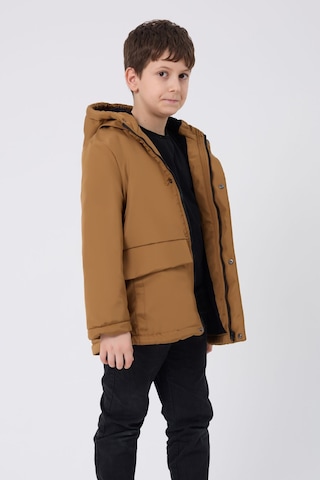 Erkek Çocuk Taba Içi Kürklü Su Ve Rüzgar Geçirmez Kapüşonlu 3 Cep Kışlık Mont & Kaban & Parka Taba